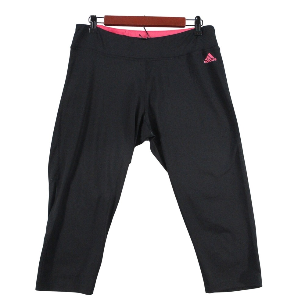 Adidas Climalite Womens Black Pink Capri Leggings Yoga Pants Size L